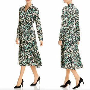 $545 Boss Green White Floral Daflora Midi Belted Blouse Dress size 12/FR 46